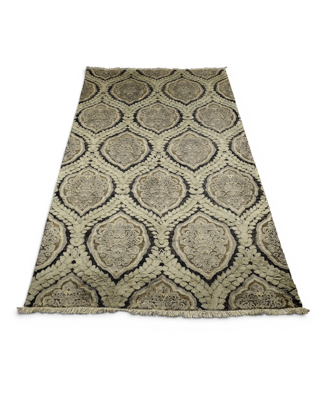 Charcoal Gabbeh, Hand-Knotted Afghan Wool &amp; Silk Rug