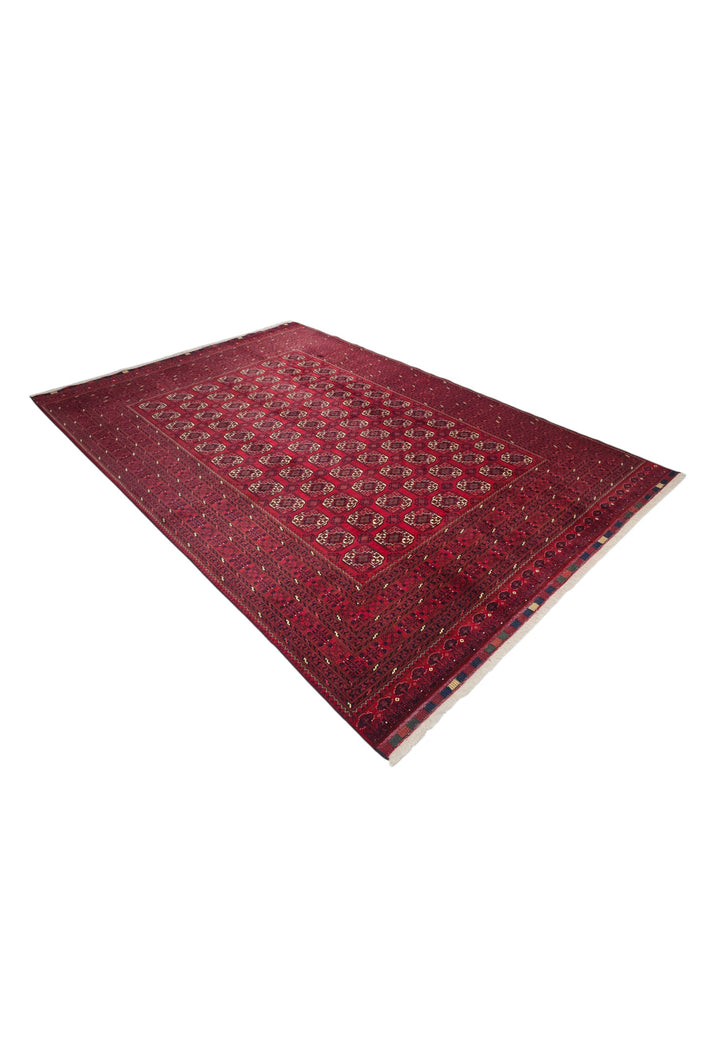 Oxblood Turkmen Gül Bashiri, Hand-Knotted Wool Rug