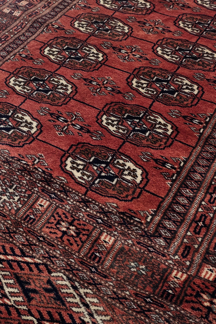 Brick Red and Ivory Turkmen Gül Bokhara, Hand-Knotted Sherwan