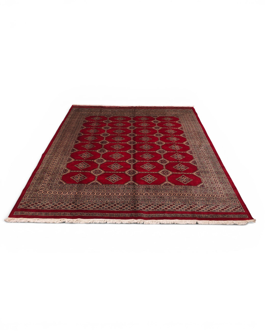 Red Gul Pakistani Jaldar, Hand-Knotted Wool Rug