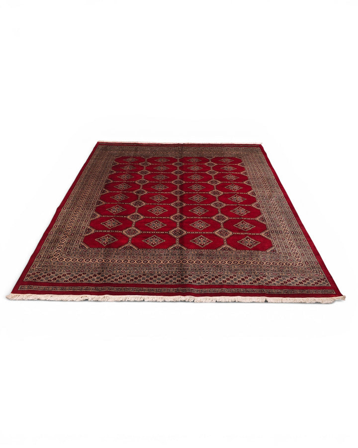 Red Gul Pakistani Jaldar, Hand-Knotted Wool Rug
