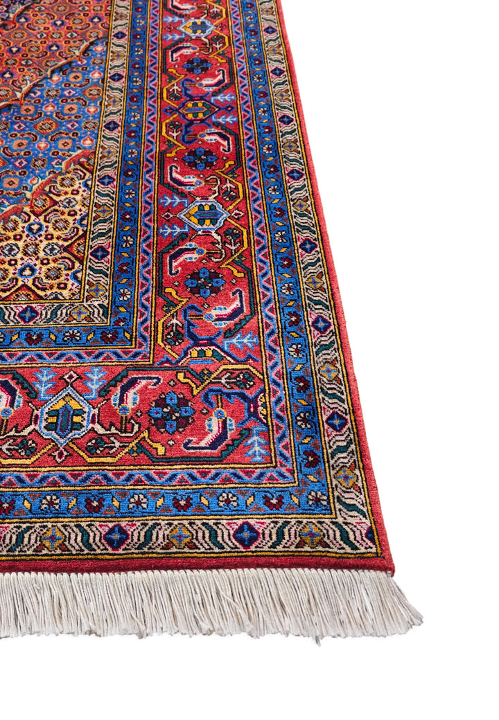 Mauve and Salmon Herati Medallion, Hand-Knotted Wool Rug