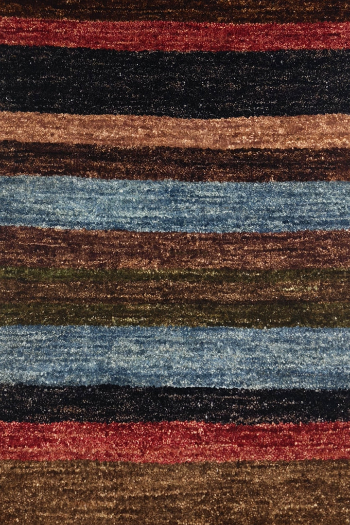 Multicolour Stripe Gabbeh, Hand-Knotted Afghan Wool Rug