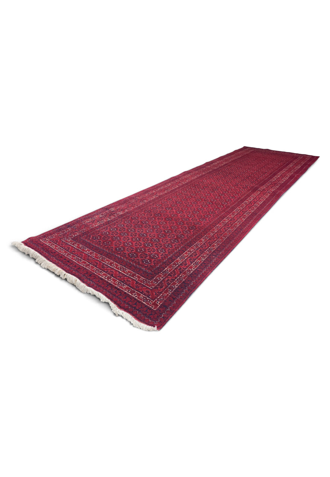 Deep Red Turkmen Gül Khan Muhammadi Runner, Hand-Knotted Wool