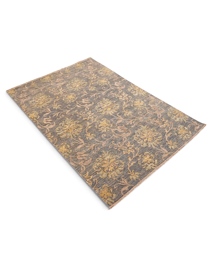 Smoke &amp; Rose Gabbeh, Hand-Knotted Afghan Wool &amp; Silk Rug