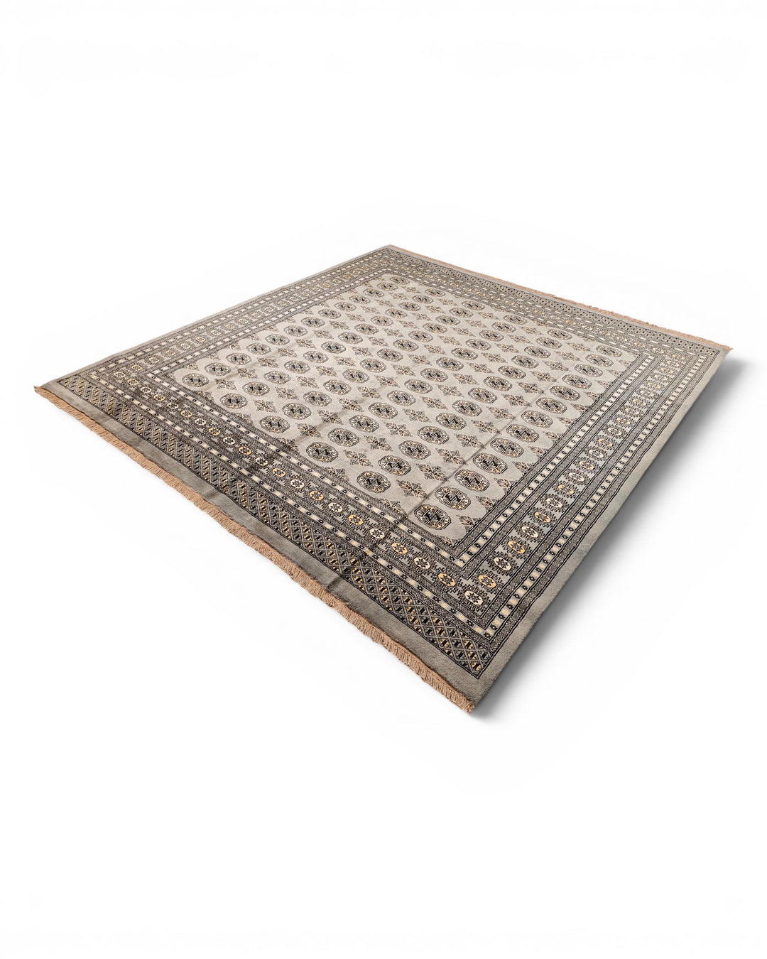 Grey Gul Pakistani Bokhara, Hand-Knotted Wool Rug