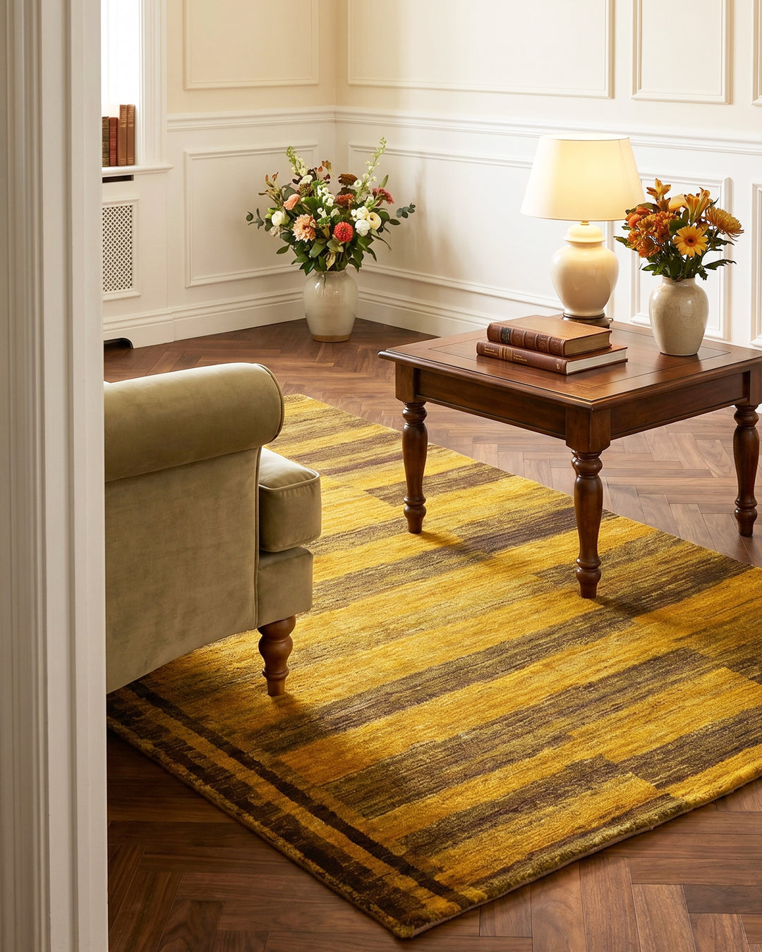 Mustard Gabbeh, Hand-Knotted Afghan Wool Rug