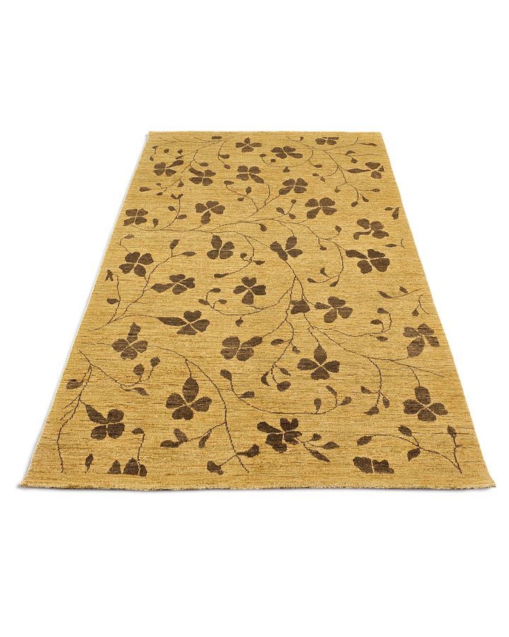 Honey Clover Gabbeh, Hand-Knotted Afghan Wool Rug