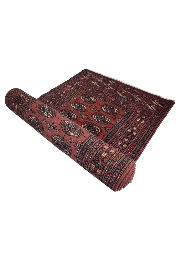 Brick Red and Ivory Turkmen Gül Bokhara, Hand-Knotted Sherwan