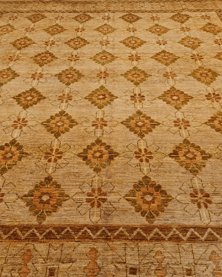 Gold Pakistani Jaldar, Hand-Knotted Wool Rug