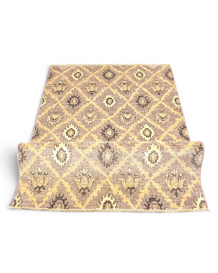 Wisteria Trellis Gabbeh, Hand-Knotted Afghan Wool &amp; Silk Rug