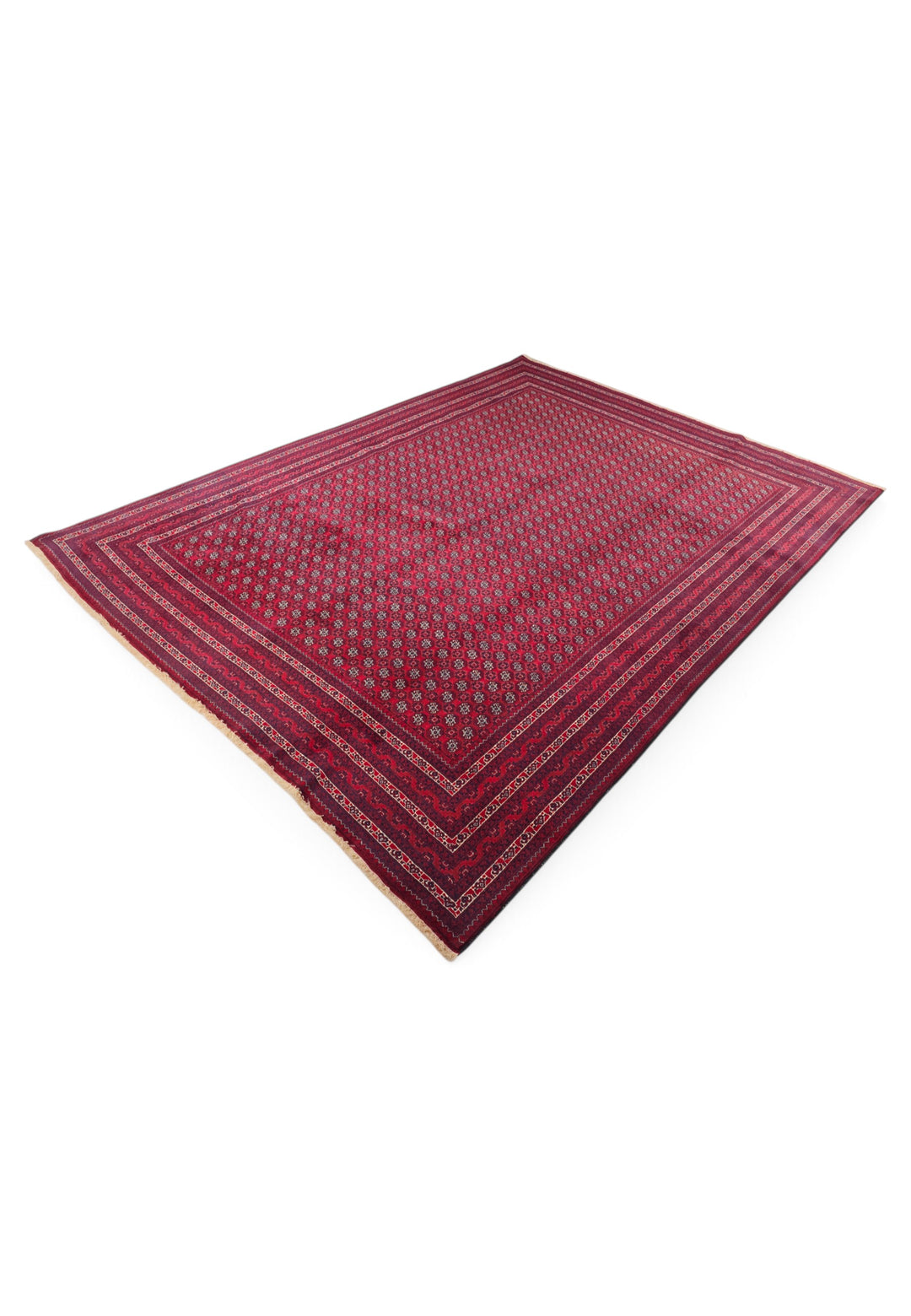 Wine Red Khoja Roshnai, Hand-Knotted Wool Rug