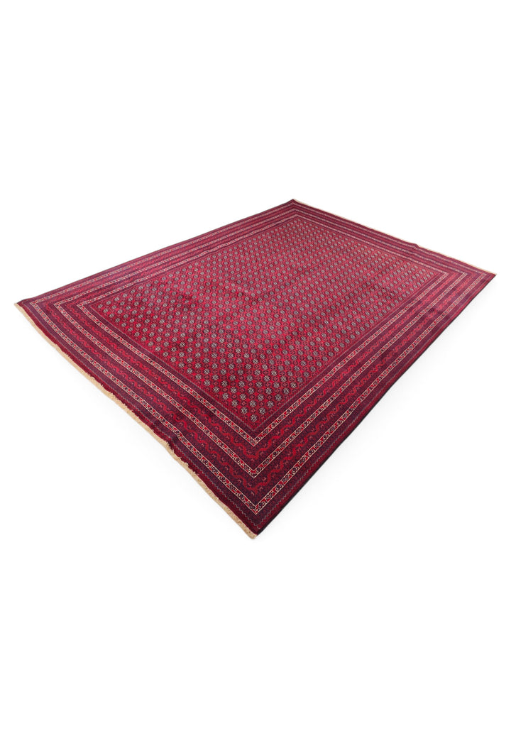 Wine Red Khoja Roshnai, Hand-Knotted Wool Rug