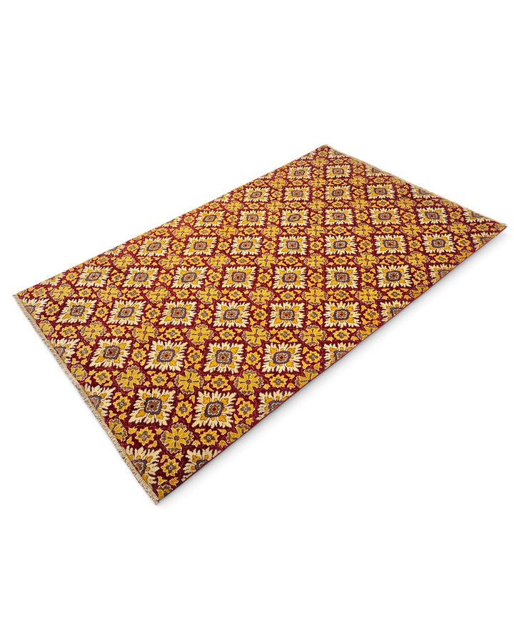 Garnet Bloom Gabbeh, Hand-Knotted Afghan Wool Rug