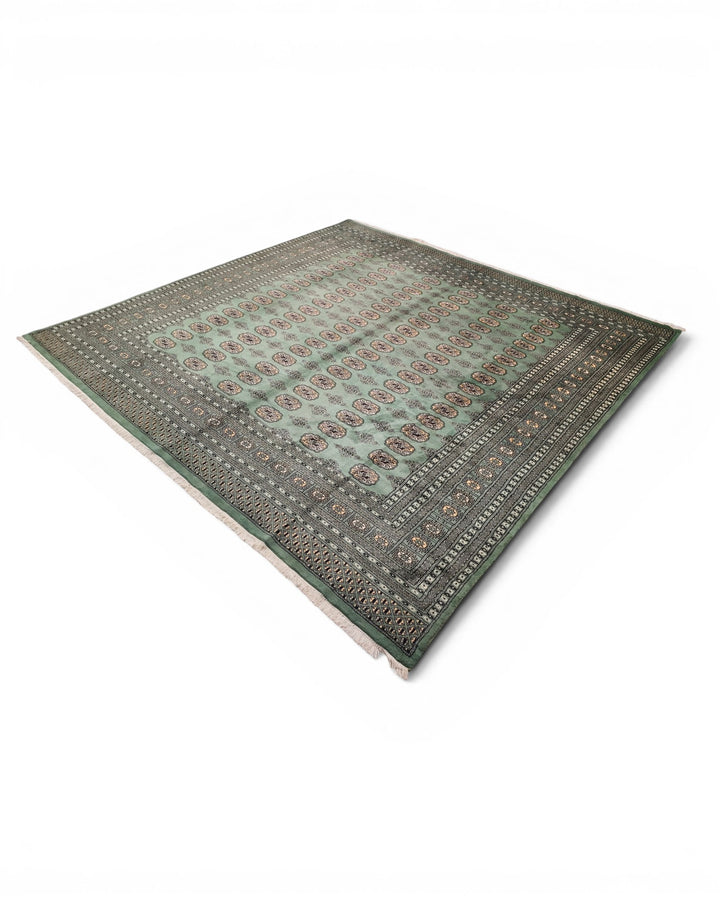 Green Gul Pakistani Bokhara, Hand-Knotted Wool &amp; Silk Rug