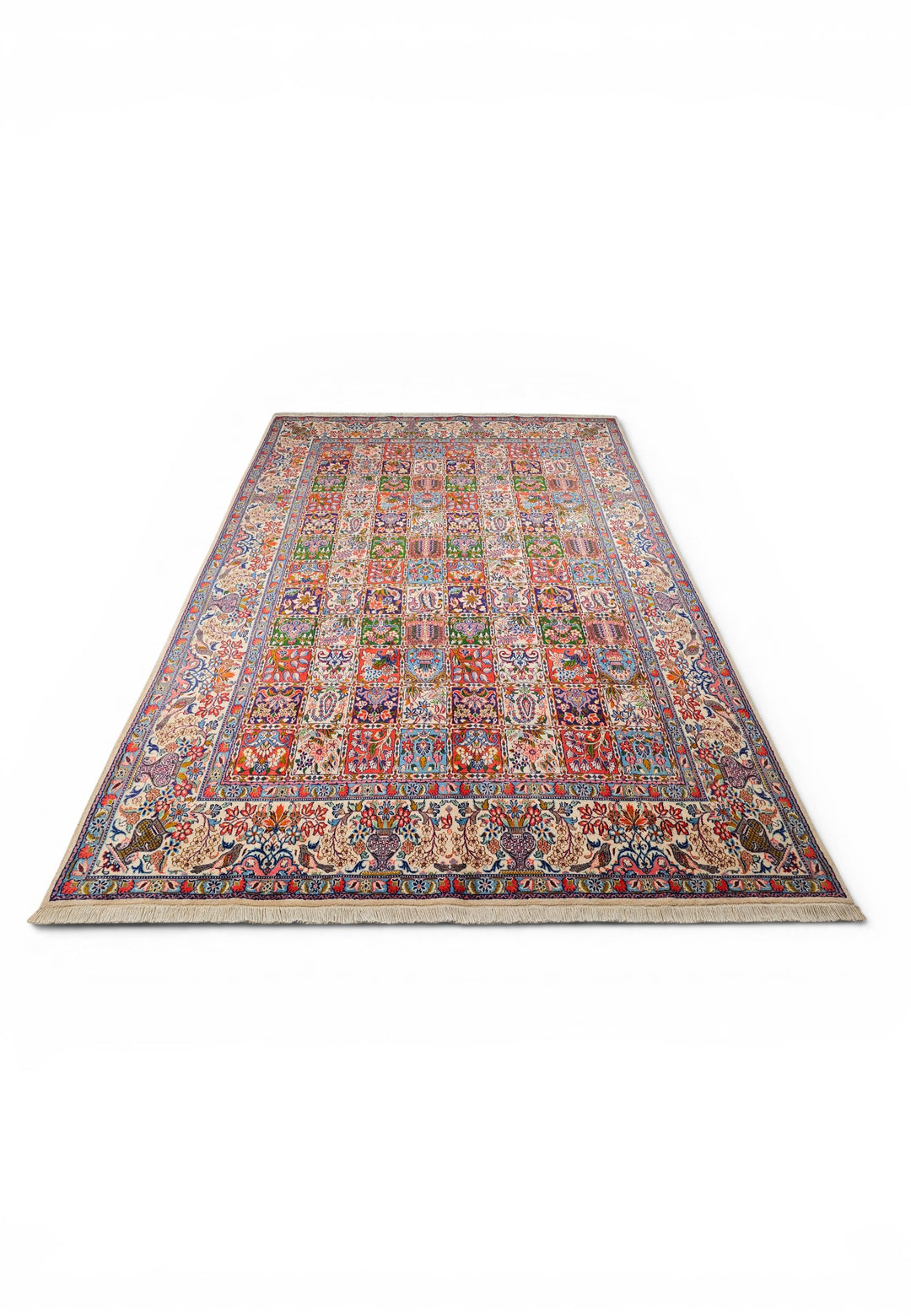 Four Seasons Garden Panel Persian Sabzevar, Hand-Knotted Wool Rug
