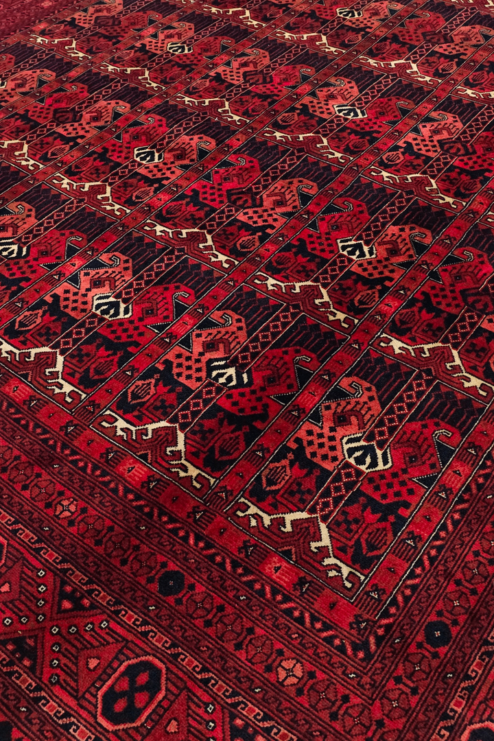 Wine Red Panel Khal Mohammadi Rug, Hand-Knotted Wool