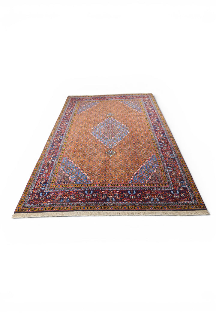 Terracotta Mahi Medallion Persian Ardabil, Hand-Knotted Wool Rug