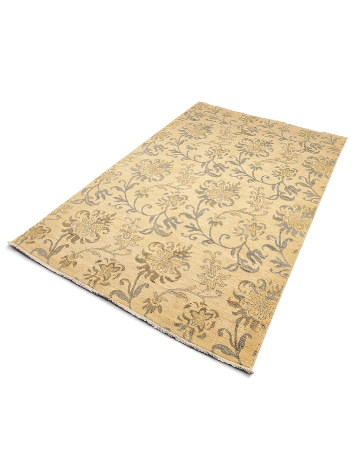 Champagne Lily Gabbeh, Hand-Knotted Afghan Wool &amp; Silk Rug