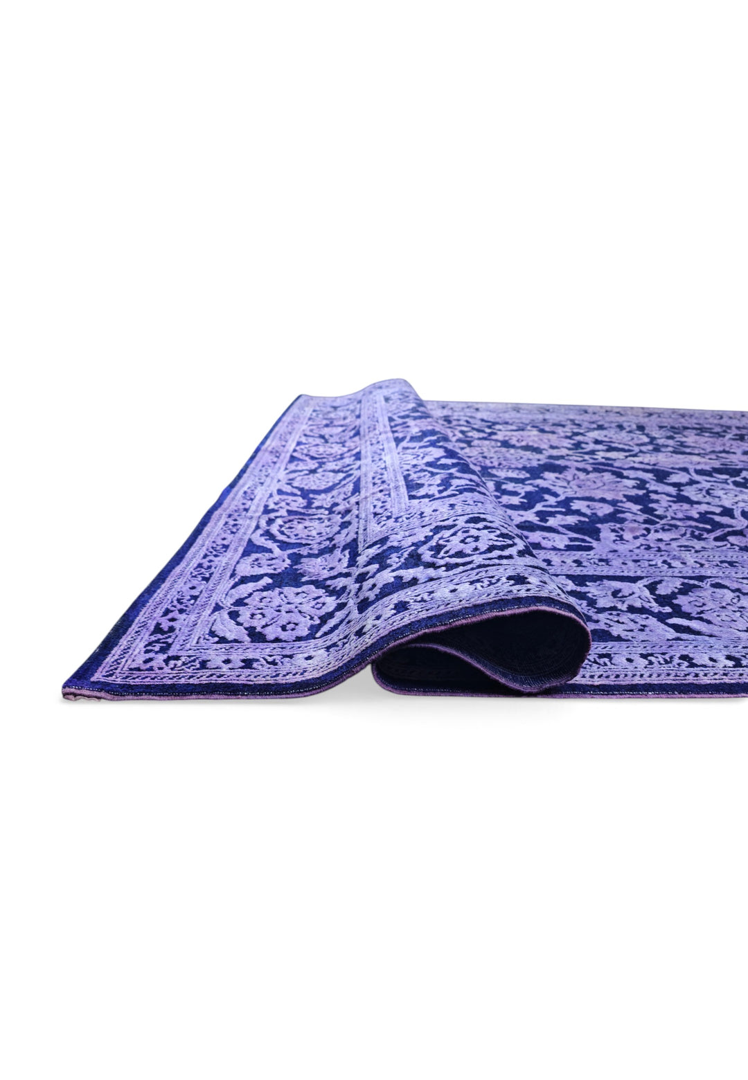 Violet Overdyed Floral Ghazni, Hand-Knotted Wool Rug