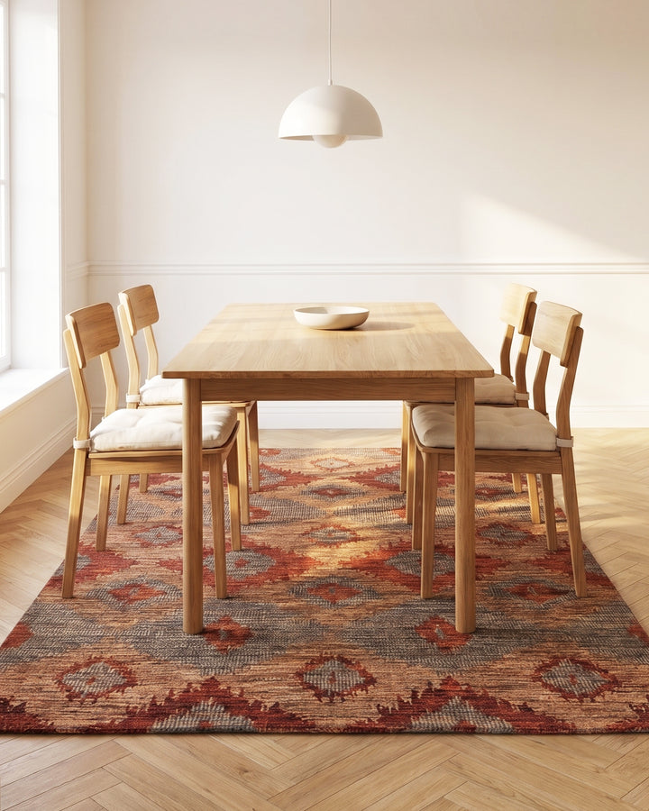 Sienna Ikat Gabbeh, Hand-Knotted Afghan Wool Rug