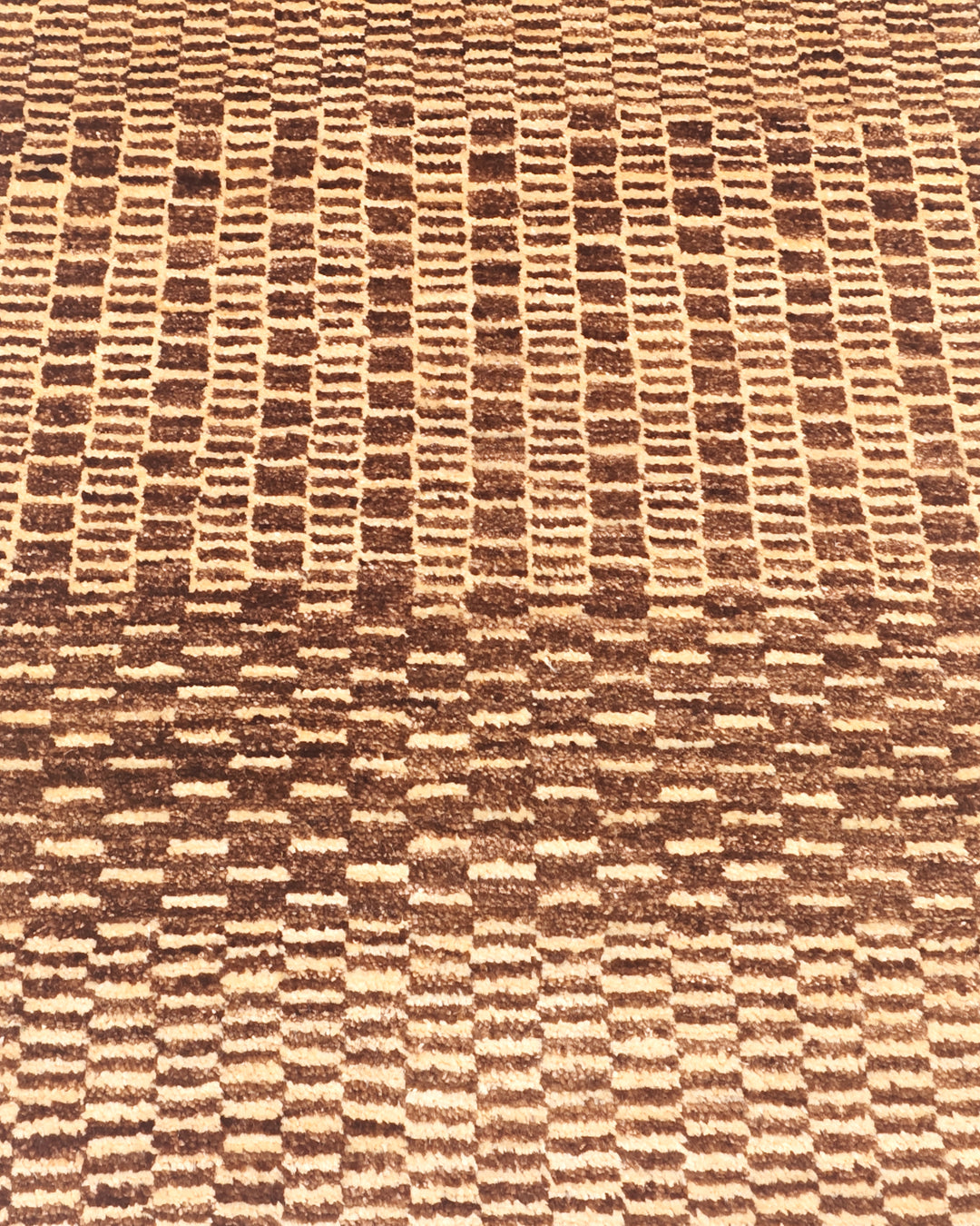 Brown Checkerboard Gabbeh, Hand-Knotted Afghan Wool Rug