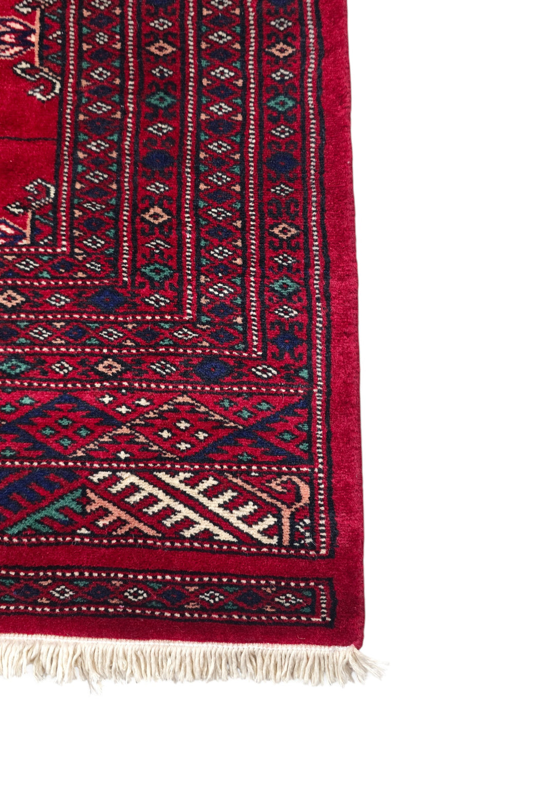 Crimson Single Column Gül Bokhara, Hand-Knotted Wool Rug