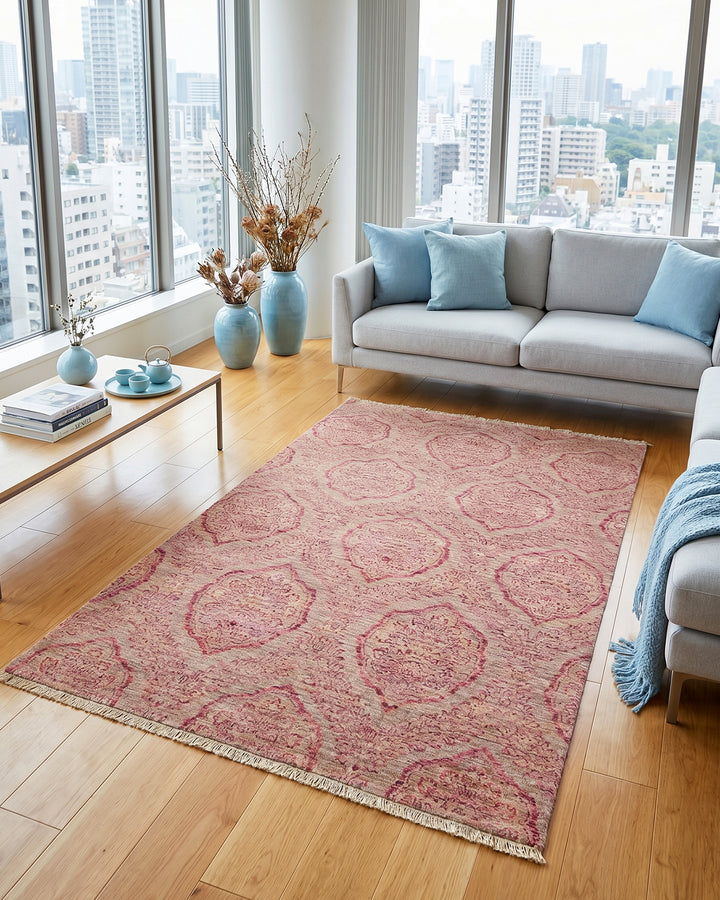 Blush Gabbeh, Hand-Knotted Afghan Wool Rug