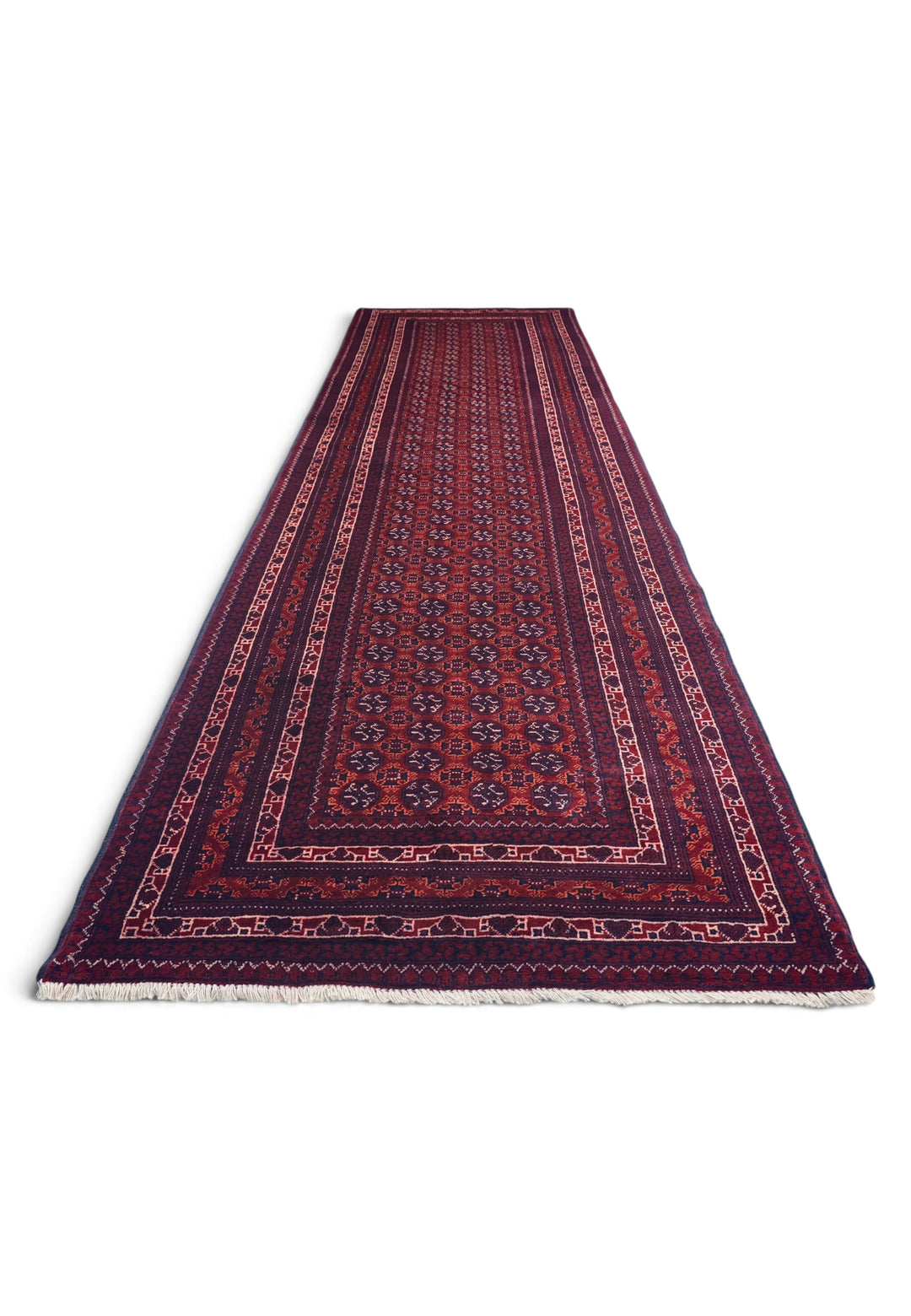 Wine Red Turkmen Gül Khan Muhammadi Runner, Hand-Knotted Wool
