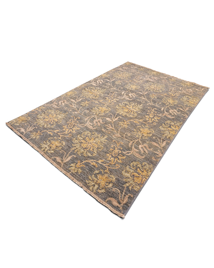 Smoke &amp; Rose Gabbeh, Hand-Knotted Afghan Wool &amp; Silk Rug