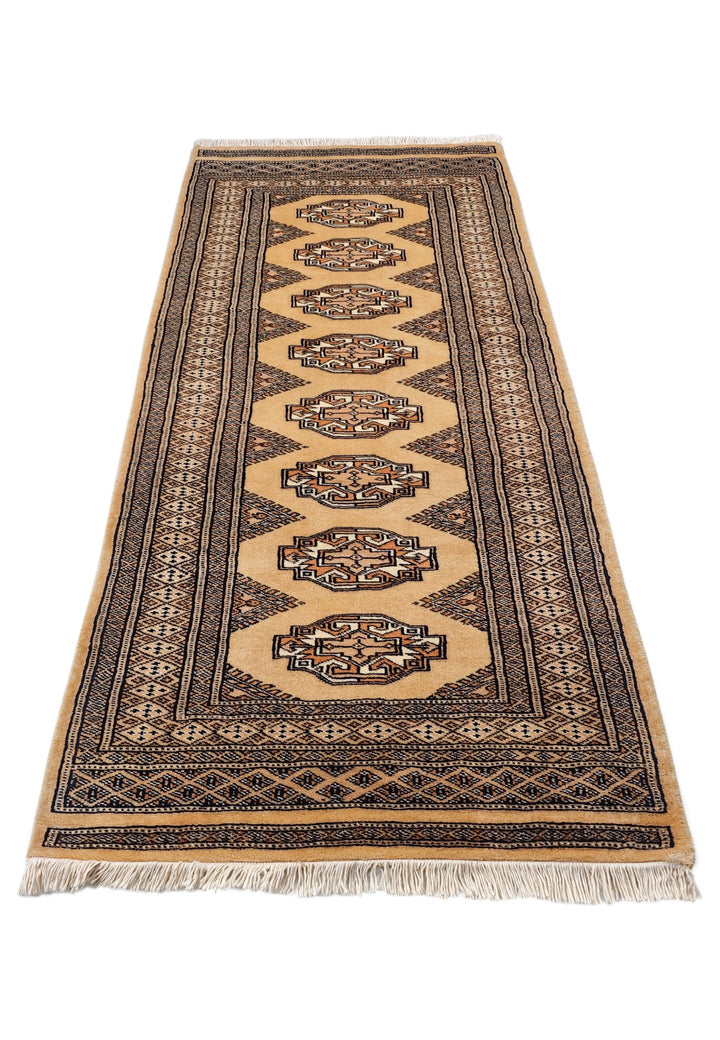 Wheat Gold and Beige Yamoud Rug, Hand-Knotted Wool