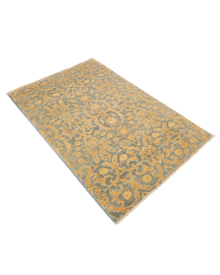 Florentine Gold Gabbeh, Hand-Knotted Afghan Wool Rug