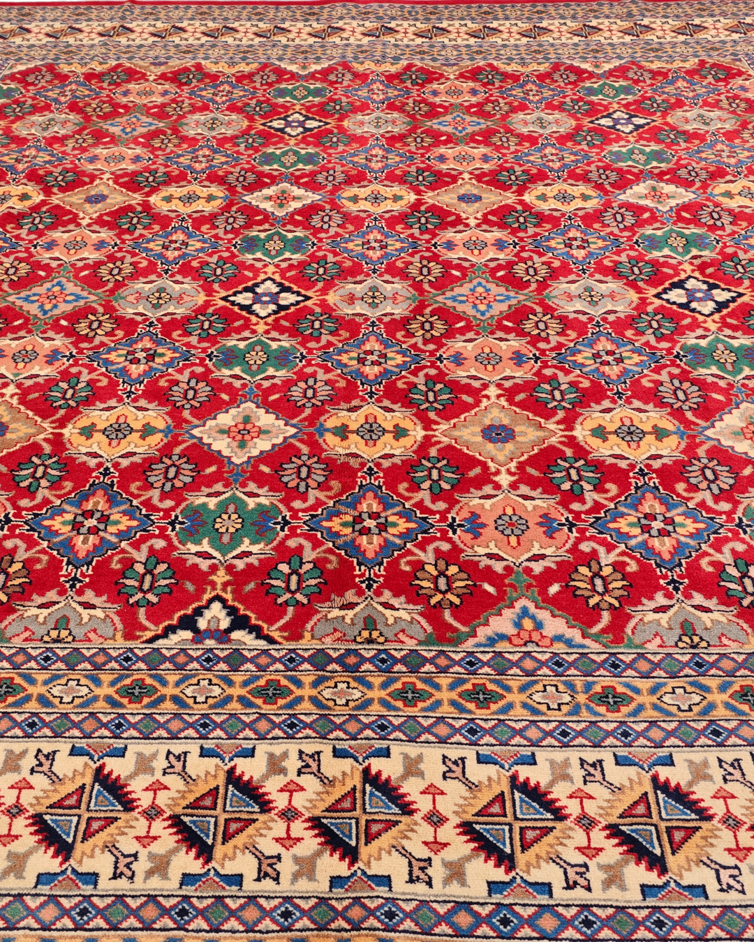 Burgundy Pakistani Jaldar, Hand-Knotted Wool Rug