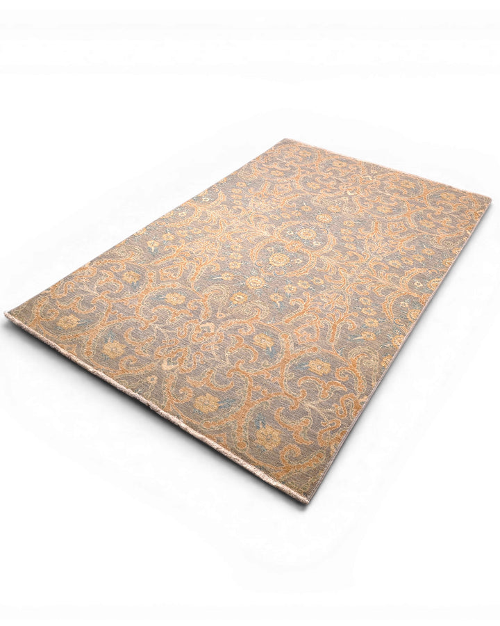 Pewter &amp; Gold Gabbeh, Hand-Knotted Afghan Wool Rug
