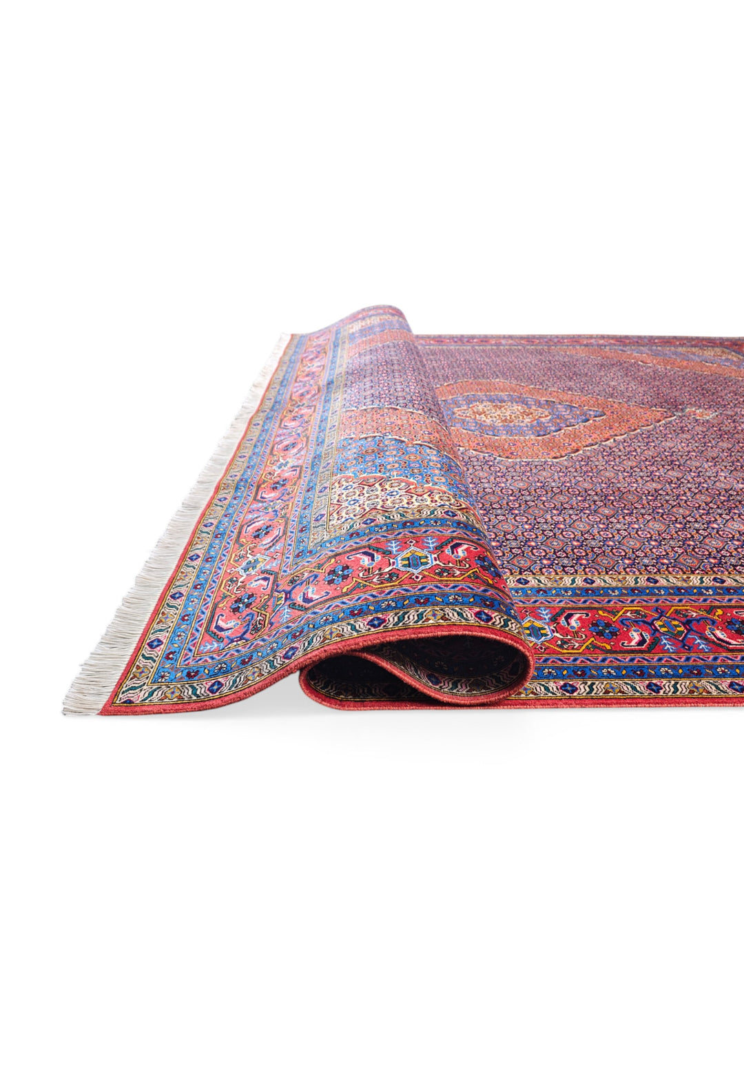 Mauve and Salmon Herati Medallion, Hand-Knotted Wool Rug