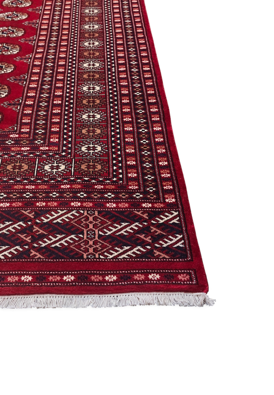 Ruby Red Turkmen Gül Bokhara, Hand-Knotted Wool Rug