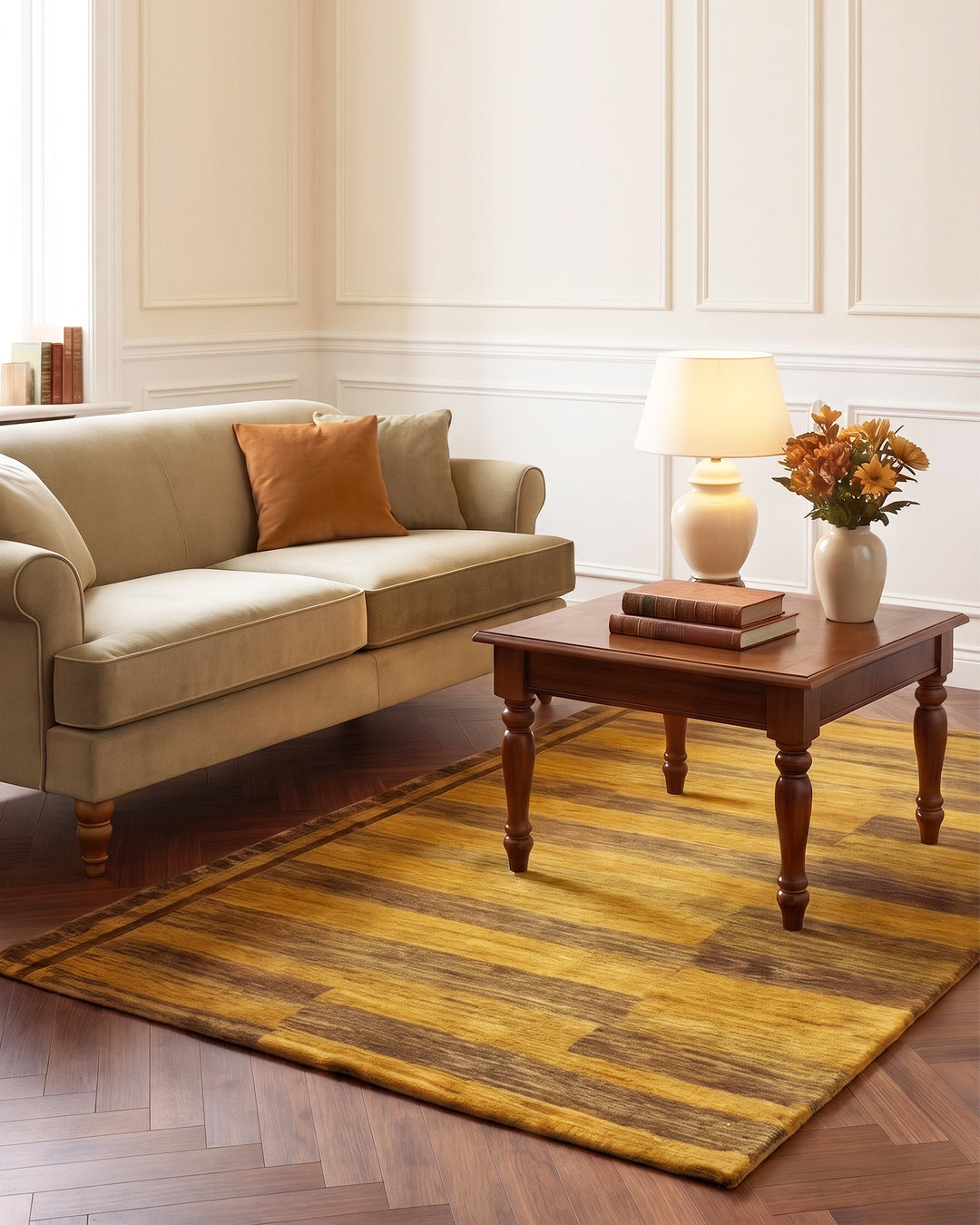 Mustard Gabbeh, Hand-Knotted Afghan Wool Rug