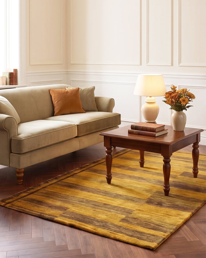 Mustard Gabbeh, Hand-Knotted Afghan Wool Rug