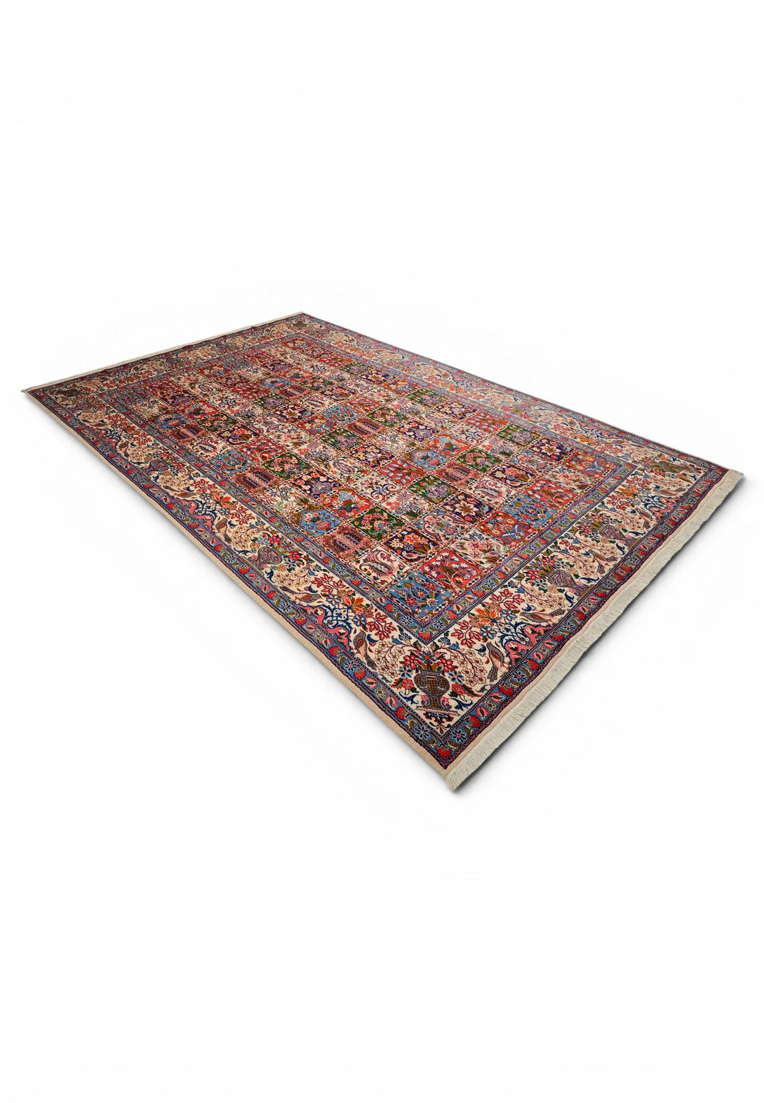 Four Seasons Garden Panel Persian Sabzevar, Hand-Knotted Wool Rug