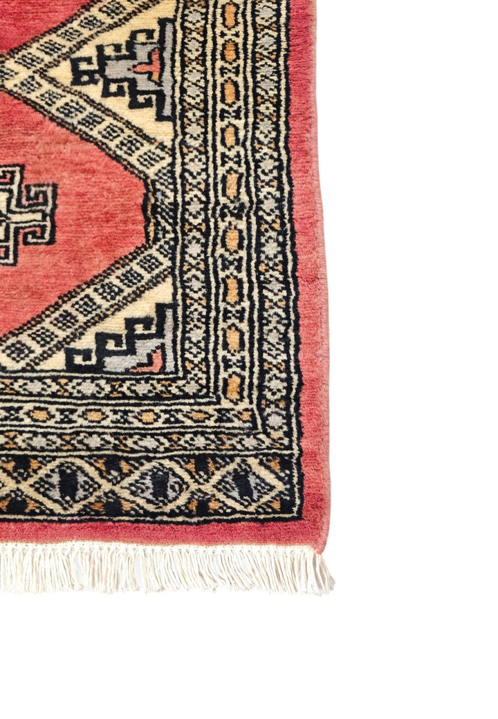 Coral and Ivory Diamond Gül Jaldar Rug, Hand-Knotted Wool