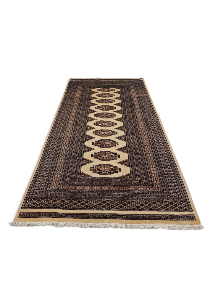 Beige and Brown Yamoud Rug, Hand-Knotted Wool