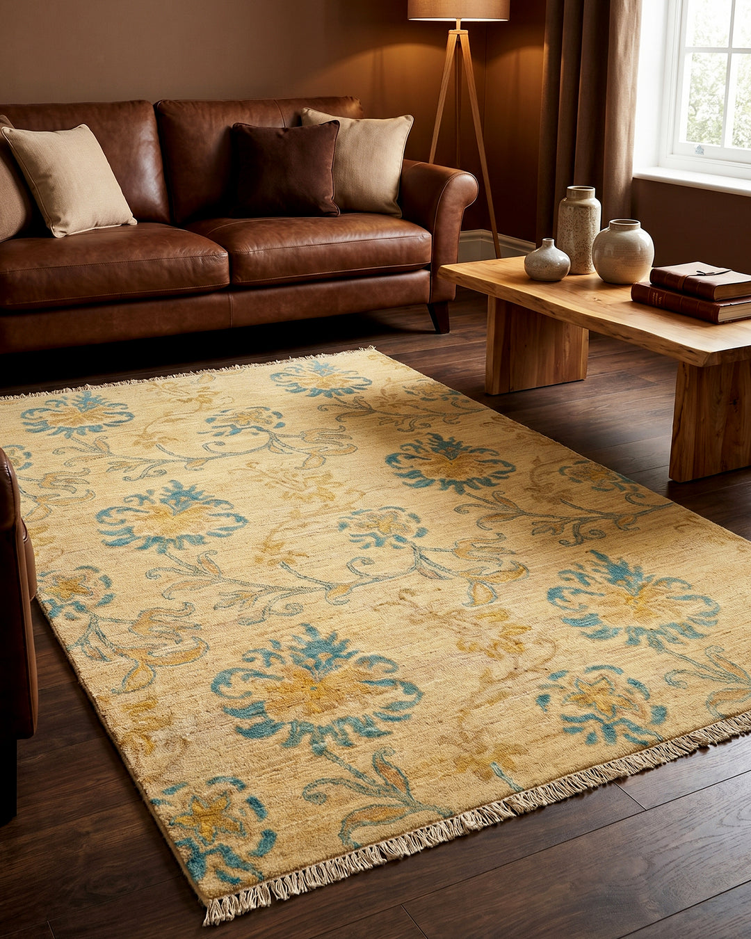 Verdigris Garden Gabbeh, Hand-Knotted Afghan Wool Rug