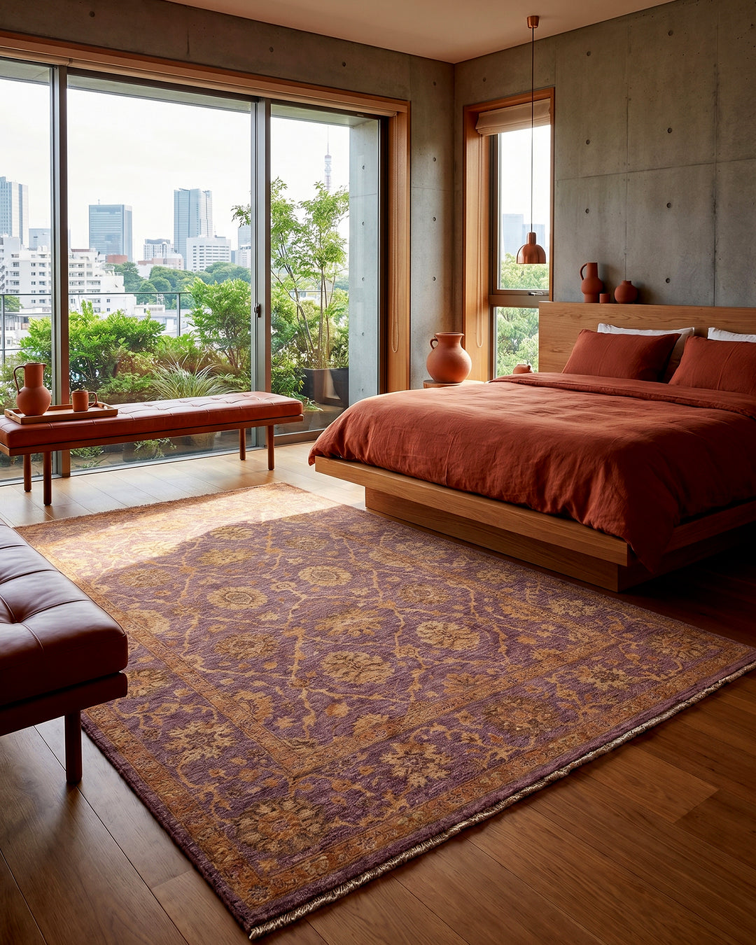 Mauve Gabbeh, Hand-Knotted Afghan Wool &amp; Silk Rug