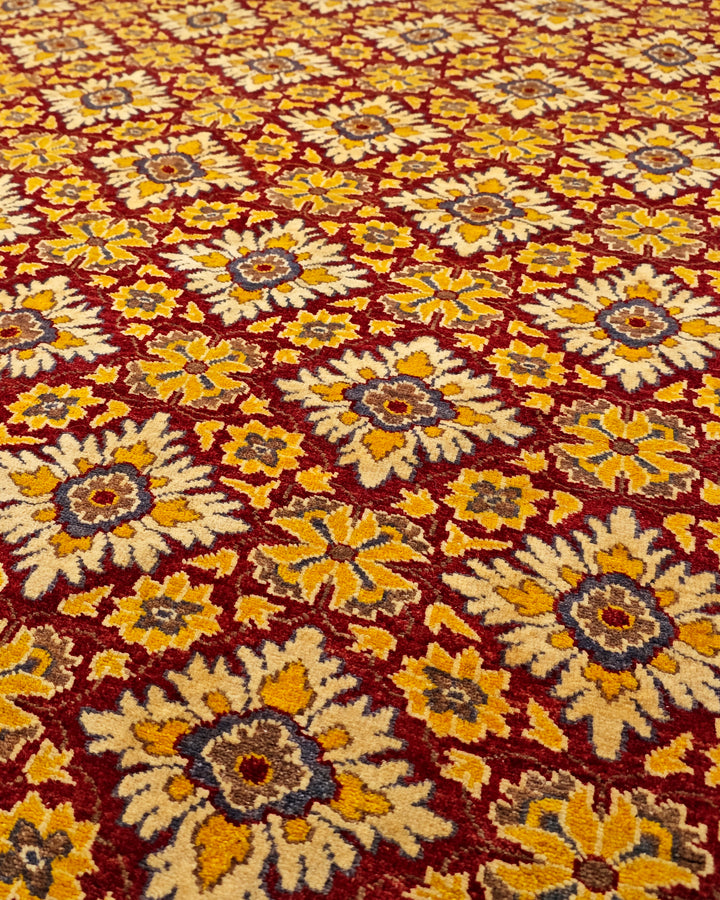 Garnet Bloom Gabbeh, Hand-Knotted Afghan Wool Rug