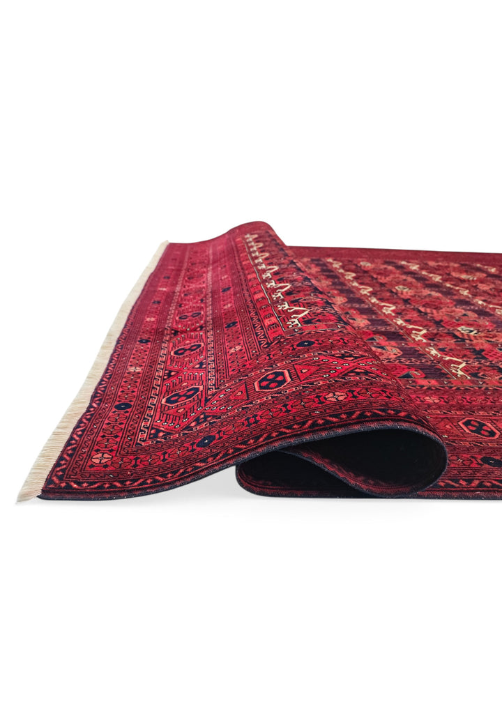Wine Red Panel Khal Mohammadi Rug, Hand-Knotted Wool