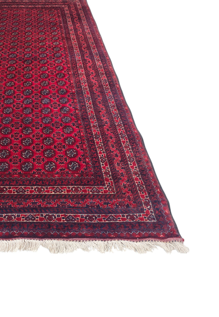 Deep Red Khan Muhammadi Rug, Hand-Knotted Wool