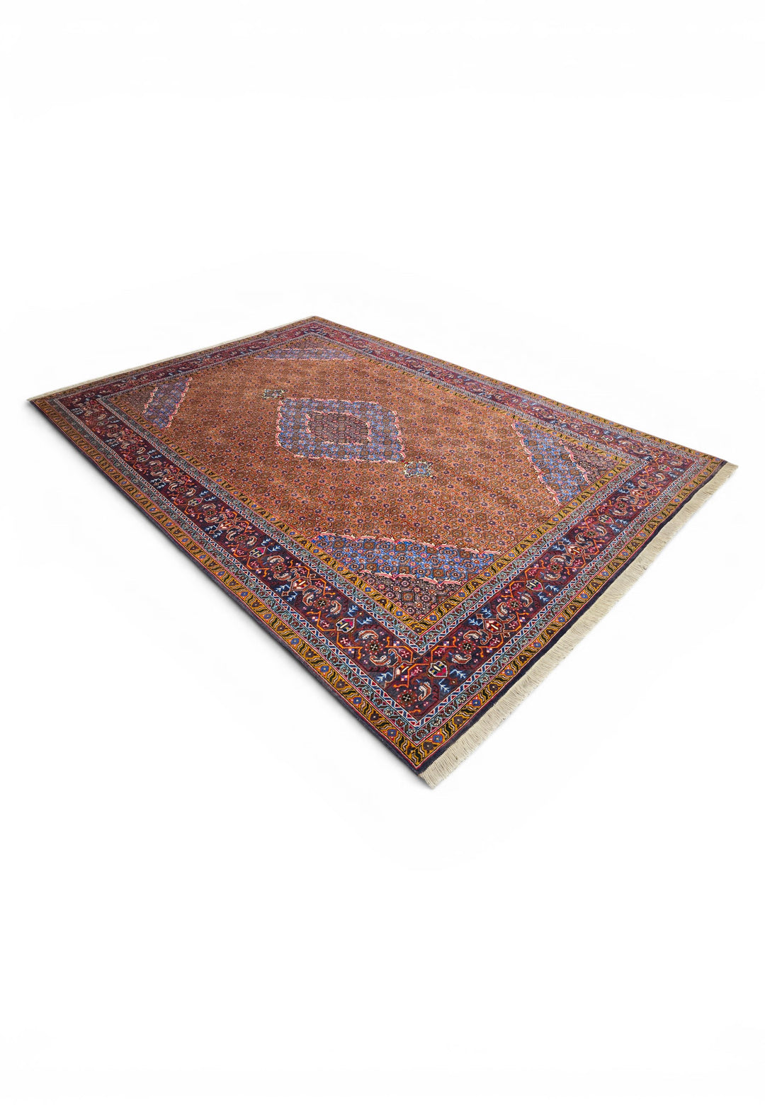 Terracotta Mahi Medallion Persian Ardabil, Hand-Knotted Wool Rug