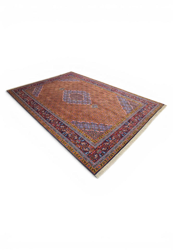 Terracotta Mahi Medallion Persian Ardabil, Hand-Knotted Wool Rug