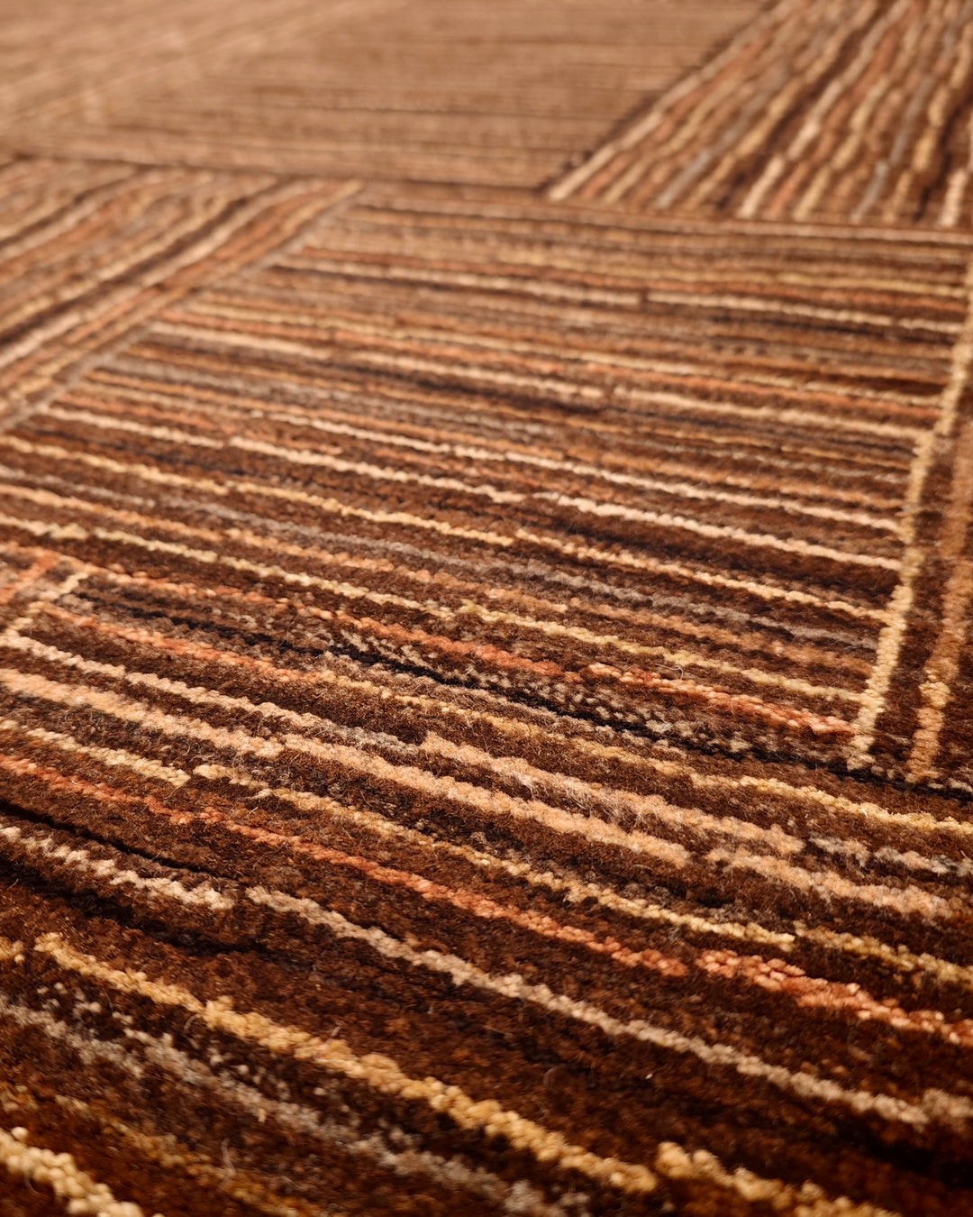 Cinnamon Patchwork Gabbeh, Hand-Knotted Afghan Wool Rug