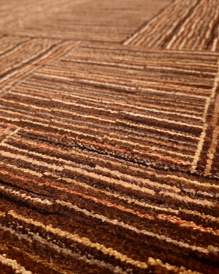 Cinnamon Patchwork Gabbeh, Hand-Knotted Afghan Wool Rug